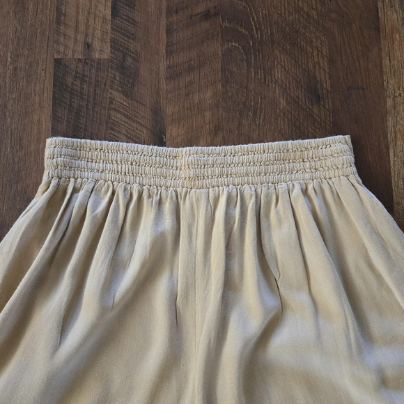 BILA 77 Ayala Pant Extra Wide Leg Palazzo Tan Elastic Waist 100% Rayon - Picture 12 of 12